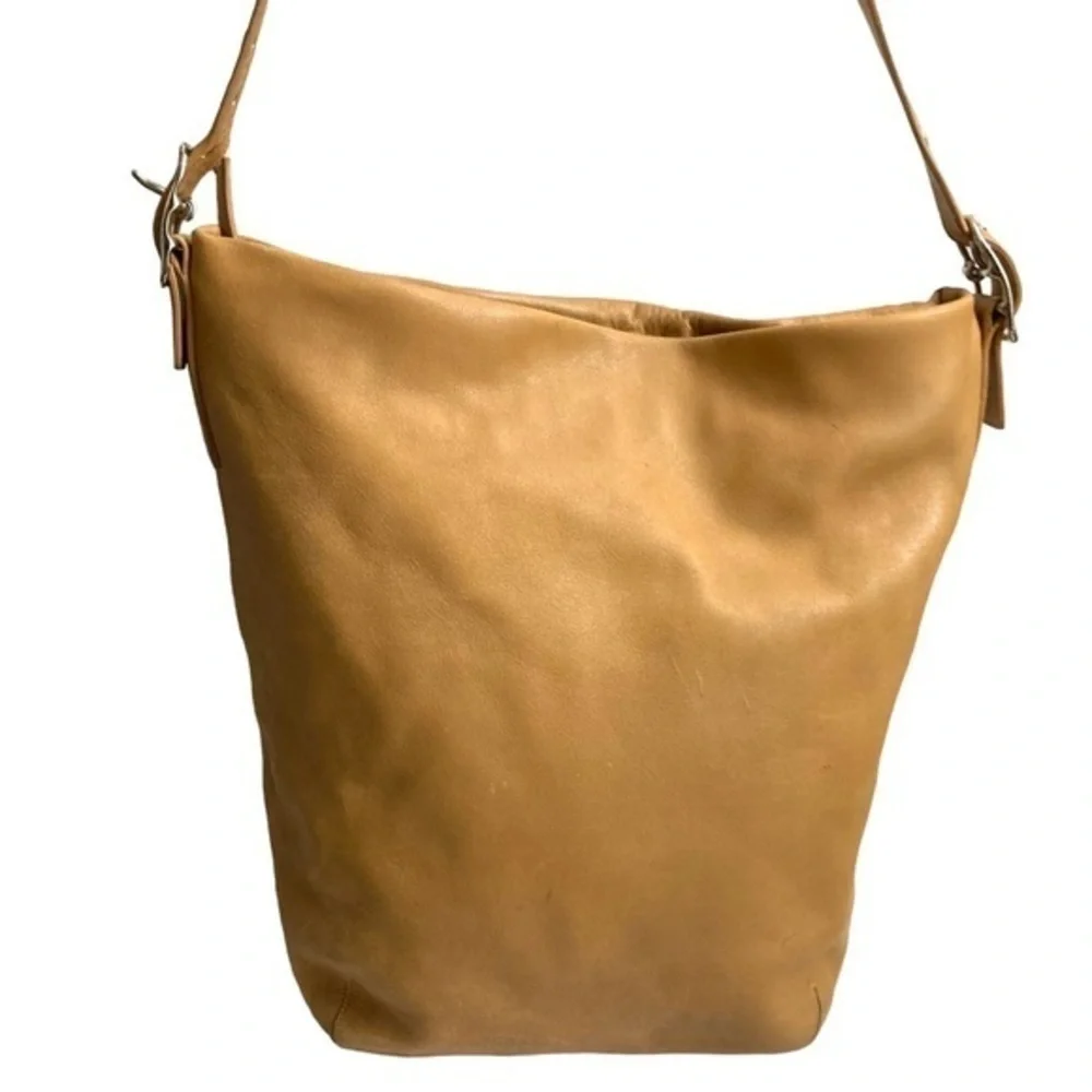 Coach vintage XL Leather Convertable Duffle Bag Tote Purse 9151 tan nickel